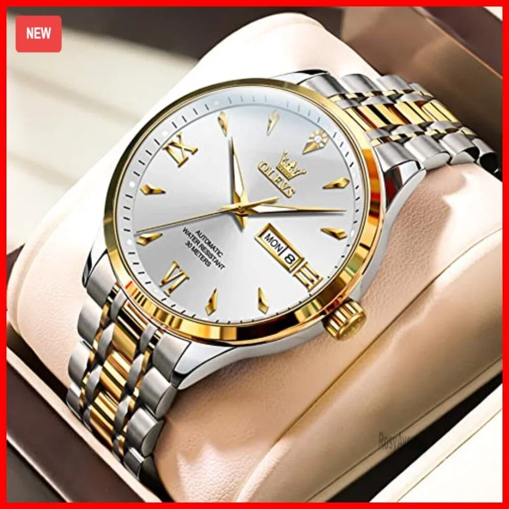 Automatic Mechanical Men's Dress Watch Stainless Steel Waterproof Luminous Day